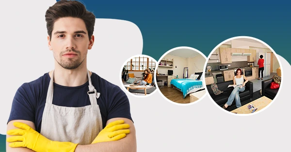Deep cleaning shared living spaces and common areas in student accommodation