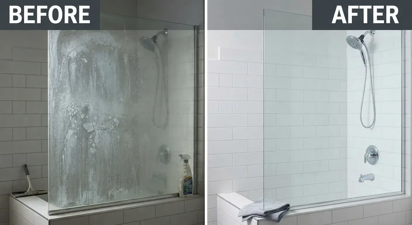 Before and after deep cleaning of a bathroom in London by Crystal FM