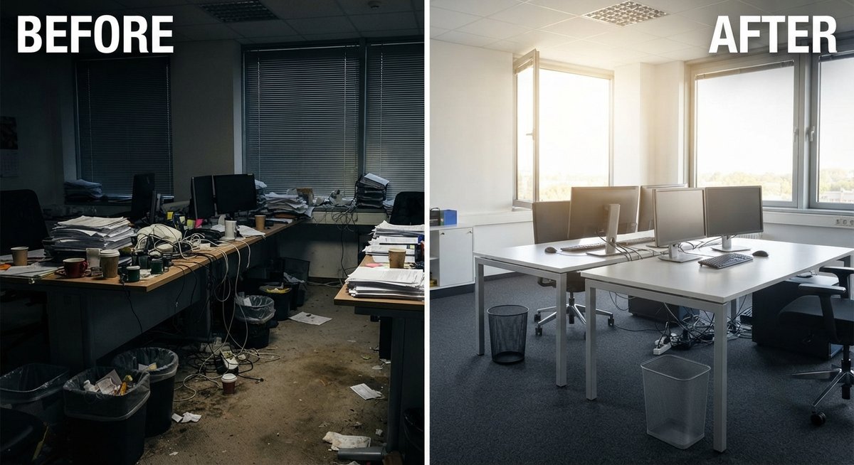 Before and after office deep clean in London by Crystal FM